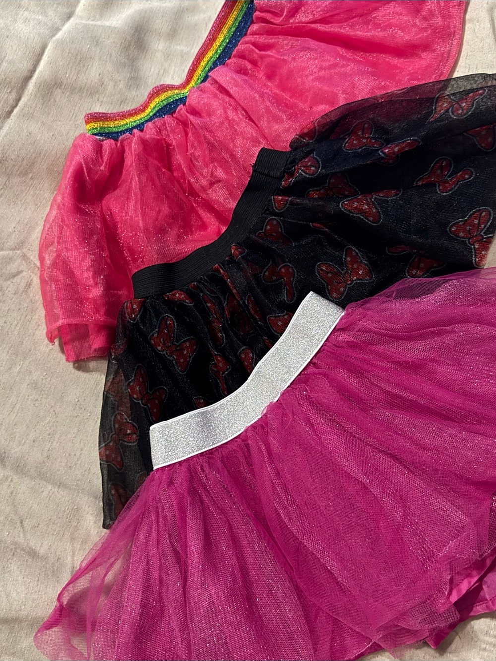 Sparkly Pink & Black Tulle Skirts Trio - Gymboree/ Disney & Paw patrol - 18mo/2T